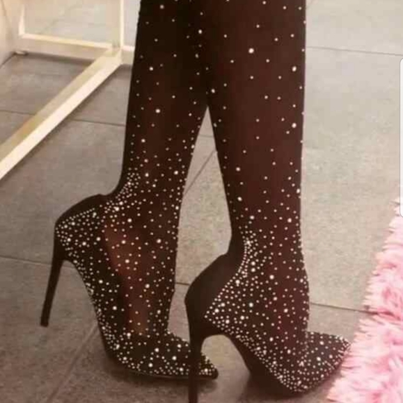 Ms Heel Boutique Shoes - Embellished Stocking Heels/"Boots"